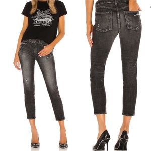 Moussy Vintage Jeans Womens Size 27 Black Prichard Mid Rise Cropped Skinny Wash